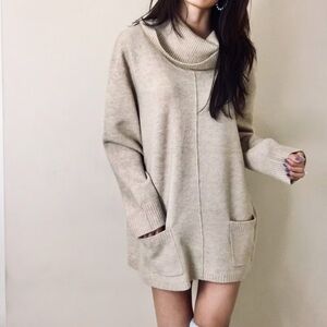 Calvin Klein Women's Beige Cowl Neck Sweater